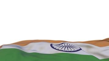 India fabric flag waving on the wind loop. Indian embroidery stiched cloth banner swaying on the breeze. Half-filled white background. Place for text. 20 seconds loop. 4k