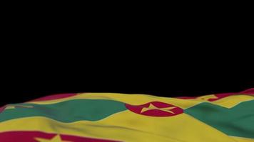 greenada tygflagga vajar på vindslingan. greenada broderi sticked tyg banner vajande på vinden. halvfylld svart bakgrund. plats för text. 20 sekunders loop. 4k video