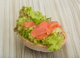 Salmon sandwich with thyme photo