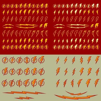 Set of Lightning Bolt Symbol Vectorr Illustration