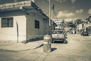 Playa del Carmen Quintana Roo Mexico 2022 Typical street road and cityscape of Playa del Carmen Mexico. photo