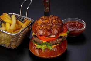 Hot tasty and juicy burger photo