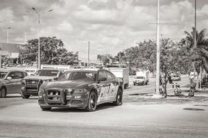 Playa del Carmen Quintana Roo Mexico 2022 Police car parked in tropical Playa del Carmen Mexico. photo