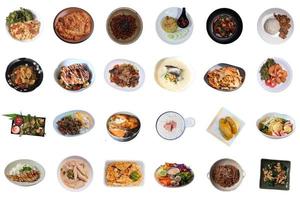 Thai food set on white background.Collection of food dishes photo