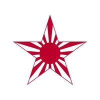 bandera japonesa del sol naciente con símbolo de forma de estrella. símbolo del amanecer. diseño vectorial aislado de la bandera de la marina imperial japonesa. bandera japonesa abstracta para el diseño de decoración. vector de sol. rayos de sol de la vendimia.