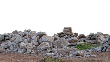 Isolated concrete debris on the ground. photo