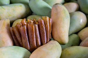 The mango roll plate is placed on its pile. photo