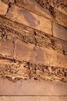 Old wooden walls have been decayed because of termites eating. photo