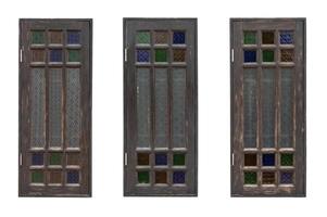 Isolated three old wooden windows. photo