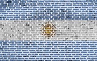 Flag of Argentina painted on a brick wall photo