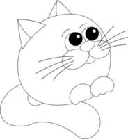 Cute cartoon happy cat in black and white vector