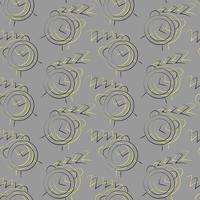 Seamless vector pattern with alarm on gray background