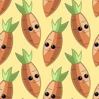 Seamless vector pattern with cute cartoon carrot