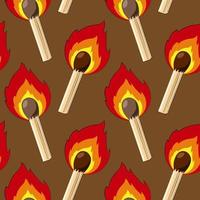 Seamless vector pattern with burning safety match