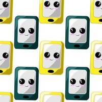 Seamless vector pattern with cute mobile phone