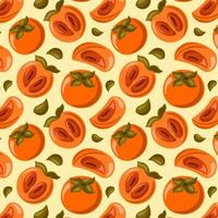 Seamless vector pattern with persimmon and half