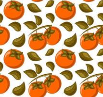 Seamless vector pattern with persimmon and leaf