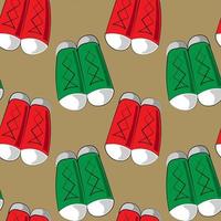 Seamless vector pattern with red and green sneakers