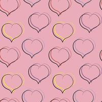 Seamless vector pattern with heart on pink background