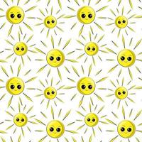 Seamless vector pattern with cute cartoon Sun