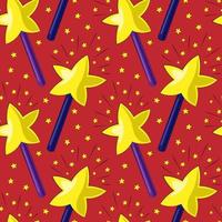 Seamless vector pattern with magic wand and star