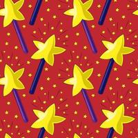 Seamless vector pattern with magic wand and star