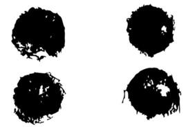 set of vector circle brush strokes texture filled black ink on a white background