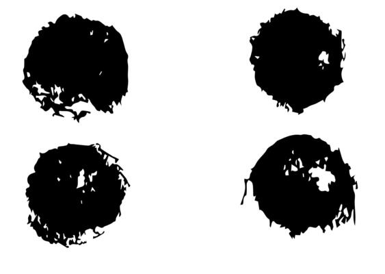 set of vector circle brush strokes texture filled black ink on a white background