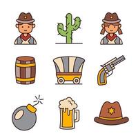 Cowboy Icon Collection vector