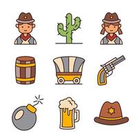 colección de iconos de vaquero vector