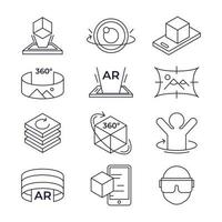 Augmented Reality Outline Icons Set vector