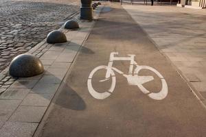 picture of empty bicucle road in old europ city photo