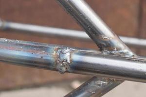 metal pipe with weld seams photo