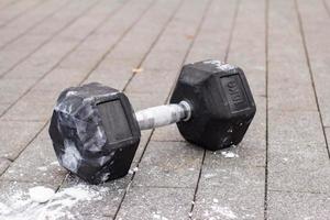 weight lifting equipment, outdoors powerlifting competition, closeups with athletic equipment photo