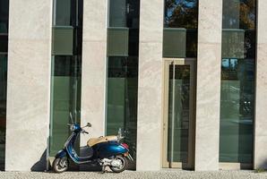 Vintage scooter on the old europe streets photo