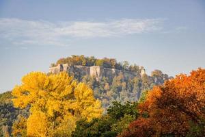 Landscape of konigstein fortress Saxon Switzerland, autumn traveling in Saxon Bastille photo