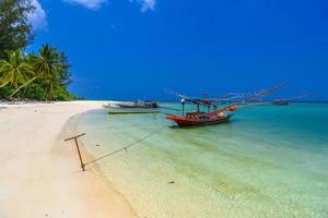 Long tail boats, Malibu Beach, Koh Phangan island, Suratthani, T photo