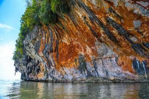 Rocks cliffs near the water, Ko Pan Yi, Ao Phang-nga National Pa