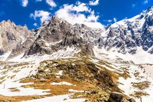 Snowy mountains Chamonix, Mont Blanc, Haute-Savoie, Alps, France photo