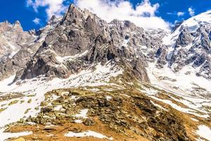 Snowy mountains Chamonix, Mont Blanc, Haute-Savoie, Alps, France photo