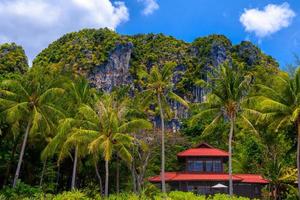 Red roof bungalow house on Railay beach west, Ao Nang, Krabi, Th photo