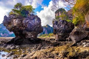 Low tide water on Railay beach west, Ao Nang, Krabi, Thailand photo