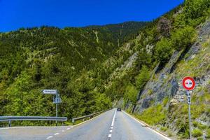 Asphalt road in Alps mountains, Moerel, Filet, Oestlich Raron, Wallis Valais Switzerland photo