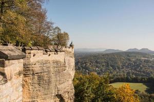 Landscape of konigstein fortress Saxon Switzerland, autumn traveling in Saxon Bastille photo