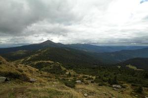 Landscape with autumn mountines and forest photo