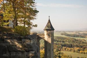 Landscape of konigstein fortress Saxon Switzerland, autumn traveling in Saxon Bastille photo