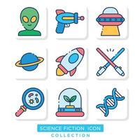 colección de iconos de ciencia ficción vector