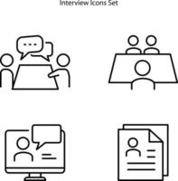 interview icons set isolated on white background. interview icon thin line outline linear interview symbol for logo, web, app, UI. interview icon simple sign. vector