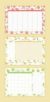 Set of food diary vector weekly, month planner design template, habit tracker. Diet organizer and notepad with cute fruits. Calendar schedule printable to-do list.