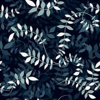 Seamless blue leaves vine plant pattern in layers with shadows. Floral leaf overlay on brunch of climber plant. Wallpaper, wrapping, textile printing and backgrounds vector